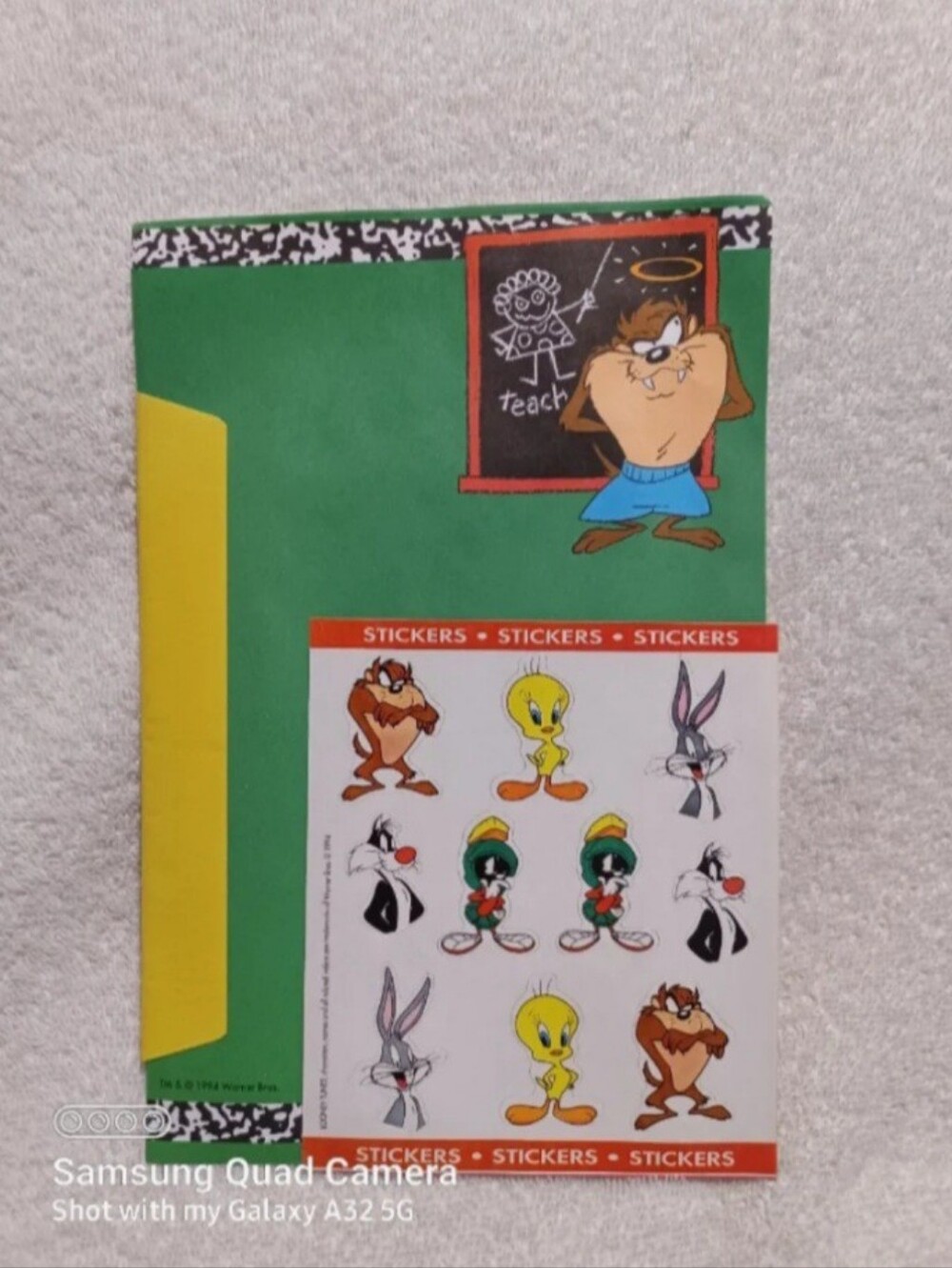 Vintage Looney tunes blackboard mania stationery pack with stickers